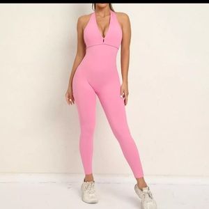 Pink athletic jumpsuit